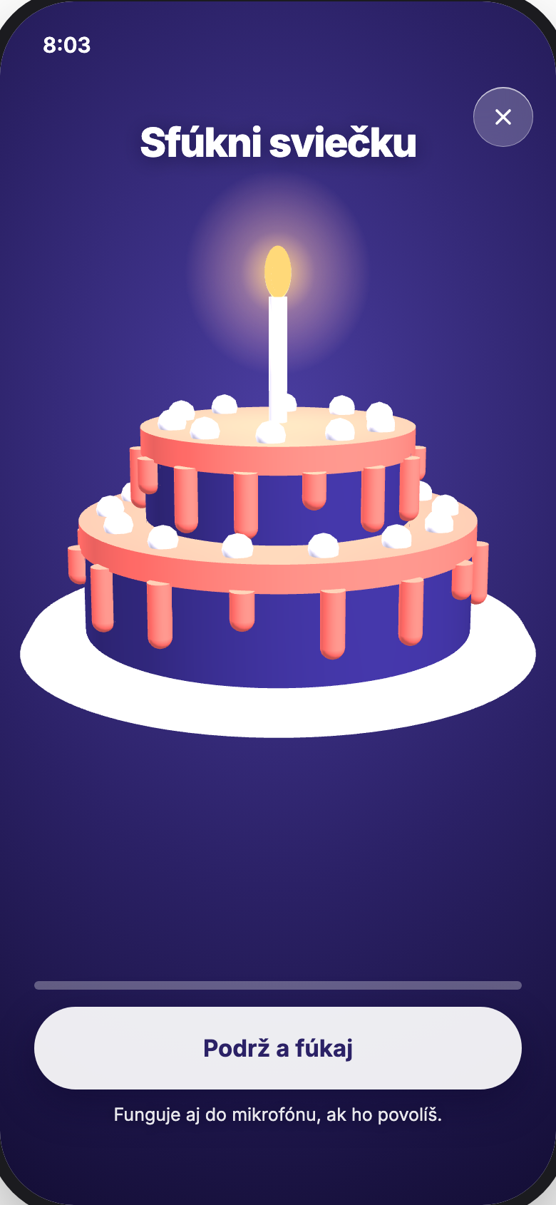Narodeninová torta so sviečkou na sfúknutie